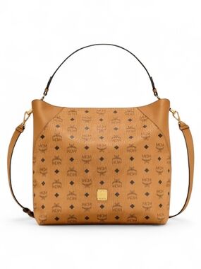 MCM Cognac Visetos Hobo Shoulder Bag